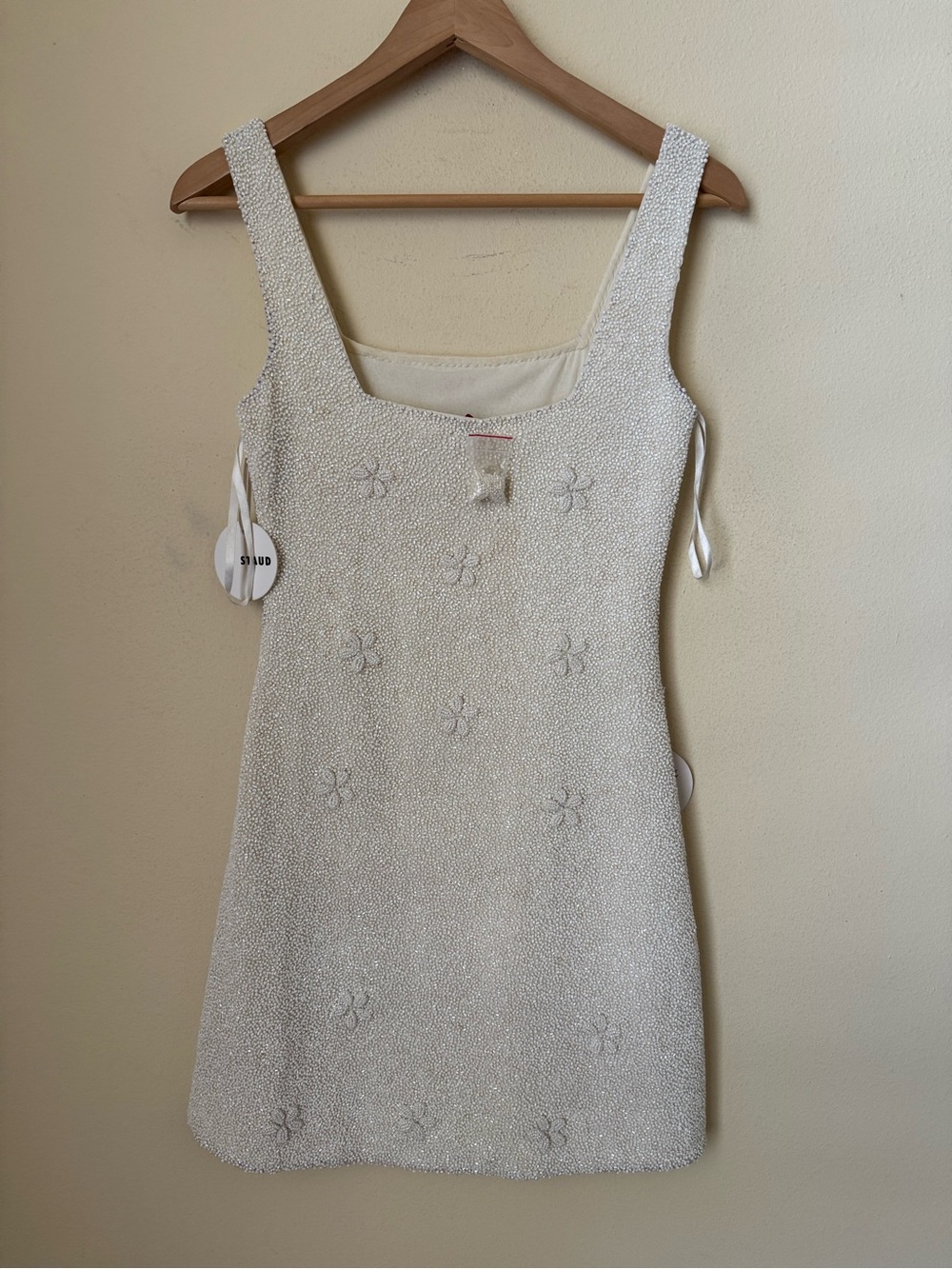 Staud New Le Sable Ivory Cream Mini Dress Small - Picture 8 of 14